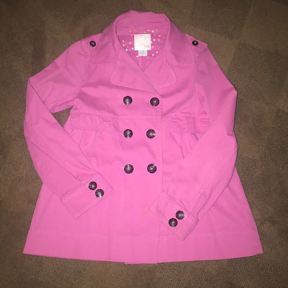 Hot pink double breasted swing jacket